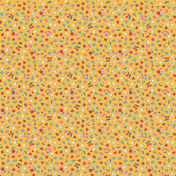 Poppie Cotton Home Sweet Home VR24469 Bitty Blossoms Yellow By The Yard