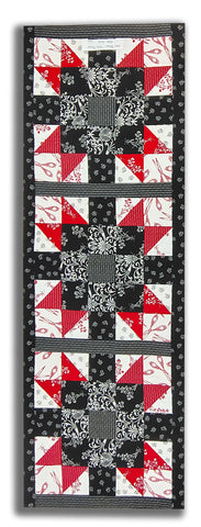Fully FINISHED Star Bloom Table Runner - RJR Red