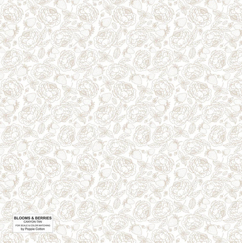 Poppie Cotton Blooms & Berries BAB24180 Canyon Tan By The Yard