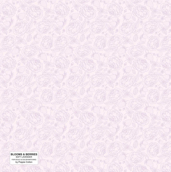 Poppie Cotton Blooms & Berries BAB24183 Soft Lavender Purple By The Yard