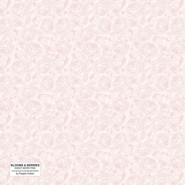 Poppie Cotton Blooms & Berries BAB24182 Sweet Berry Pink By The Yard