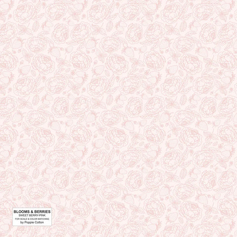 Poppie Cotton Blooms & Berries BAB24182 Sweet Berry Pink By The Yard