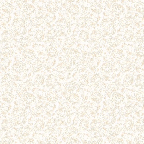 Poppie Cotton Blooms & Berries BAB24181 Warm Sugar Cream By The Yard