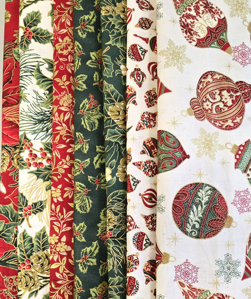 Matt's Mystery Bundles -  4.524 yards  - Christmas Blossom # 4 Assorted Remnants