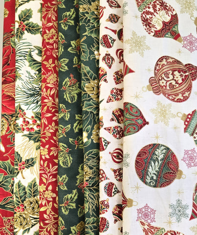 Matt's Mystery Bundles -  4.524 yards  - Christmas Blossom # 4 Assorted Remnants