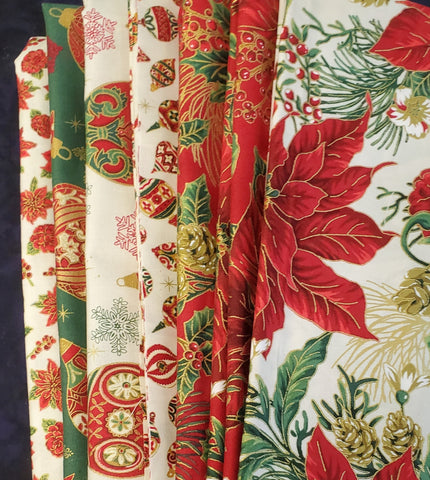 Matt's Mystery Bundles -  4.002 yards  - Christmas Blossom # 5 - Assorted Remnants