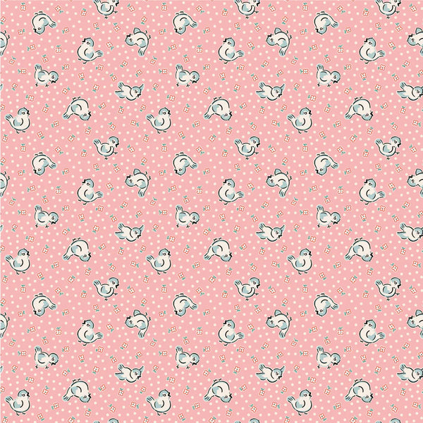 Poppie Cotton Home Sweet Home VR24450 Bluebirds Pink By The Yard