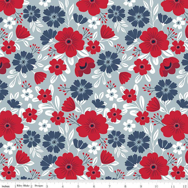 Riley Blake American Beauty C14440 Storm Large Floral By The Yard