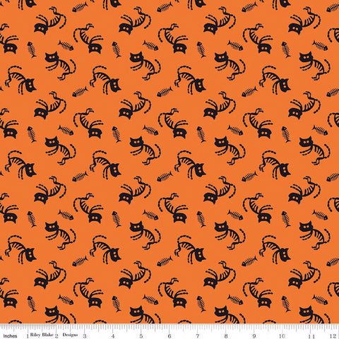 Riley Blake Beggar's Night C14501 Orange Cats By The Yard