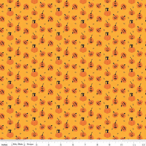 Riley Blake Beggar's Night C14505 Gold Pumpkins Bones By The Yard