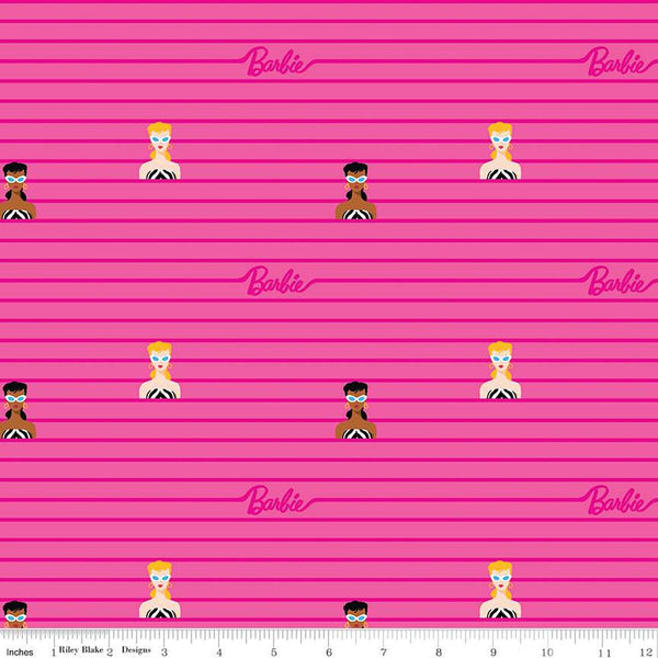 Riley Blake Barbie World C15022 Hot Pink Stripe By The Yard