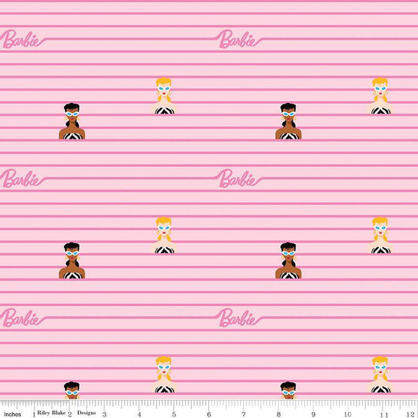 Riley Blake Barbie World C15022 Pink Stripe By The Yard