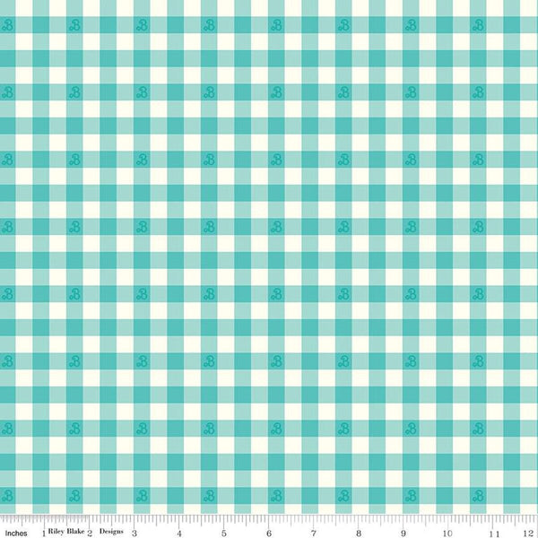 Riley Blake Barbie World C15024 Teal Gingham By The Yard