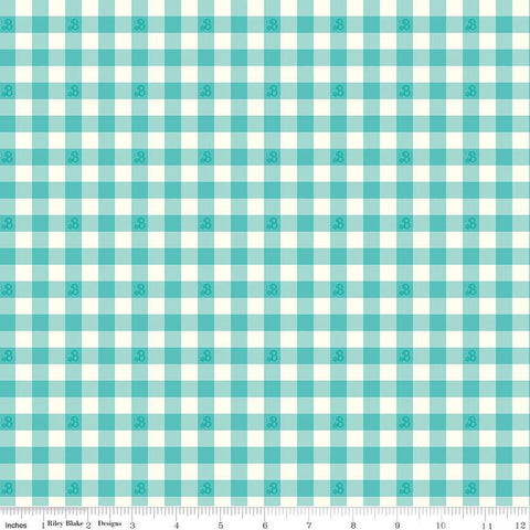 Riley Blake Barbie World C15024 Teal Gingham By The Yard
