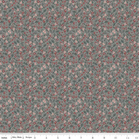 Riley Blake A Walk On The Prairie C15231 Sage Gray Ditsy Floral By The Yard