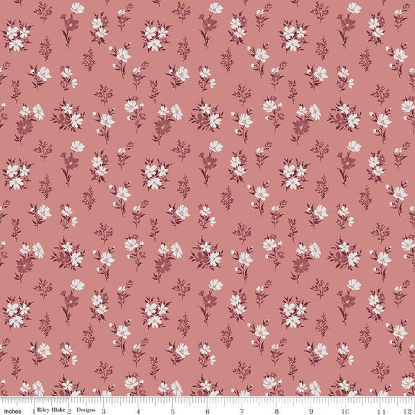 Riley Blake A Walk On The Prairie C15232 Dusty Rose Floral By The Yard