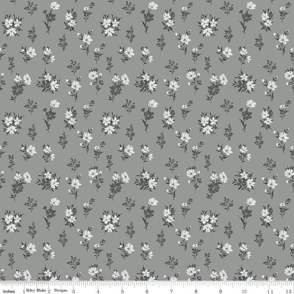 Riley Blake A Walk On The Prairie C15232 Sage Gray Floral By The Yard