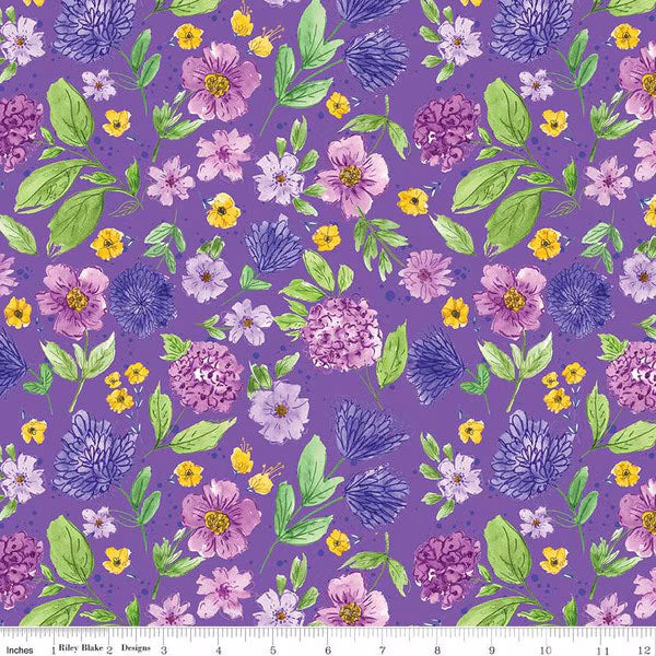 Riley Blake Plum Petals C15641 VIOLET Floral By The Yard