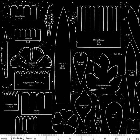 Riley Blake Sewing Seeds III C15688 Black Posie Patterns By The Yard
