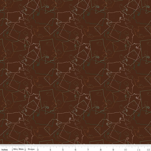 Riley Blake Washington My Home C16062 Brown Washington Map Toss By The Yard