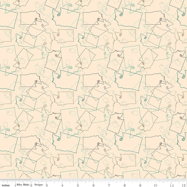 Riley Blake Washington My Home C16062 Cream Washington Map Toss By The Yard