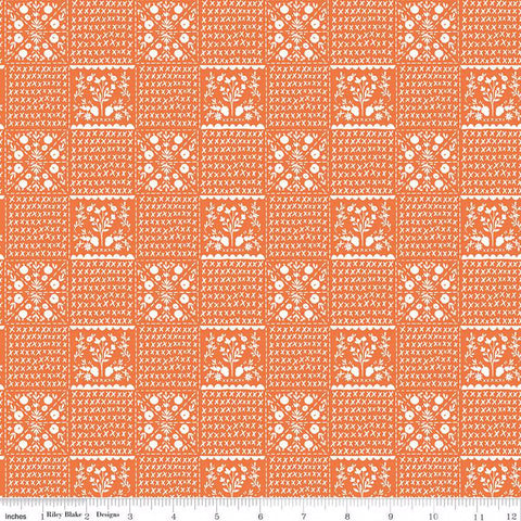 Riley Blake Happy Fall Days C16343 Orange Vintage Squares By The Yard