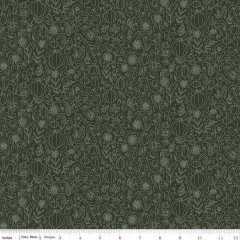 Riley Blake Happy Fall Days C16344 Hunter Floral Outline By The Yard