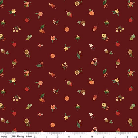 Riley Blake Happy Fall Days C16345 Maroon Fall Things By The Yard