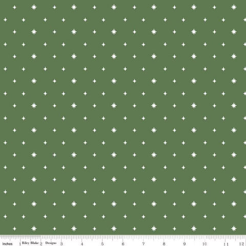 Riley Blake Charming Christmas C16355 Green Stars By The Yard
