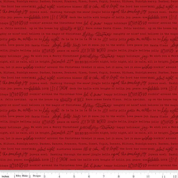 Riley Blake Charming Christmas C16357 Red Words By The Yard