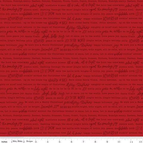 Riley Blake Charming Christmas C16357 Red Words By The Yard
