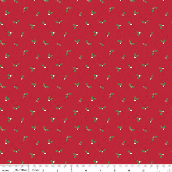Riley Blake More Christmas Wishes 16554 Red Holly By The Yard