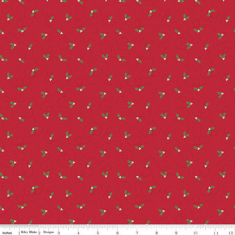 Riley Blake More Christmas Wishes 16554 Red Holly By The Yard