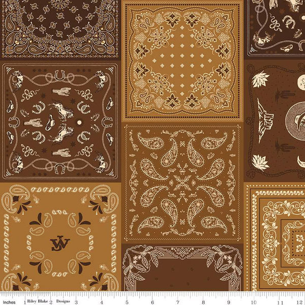 Riley Blake John Wayne American West C16623 Brown Bandana By The Yard