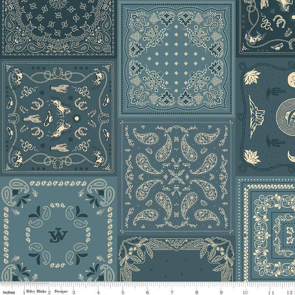 Riley Blake John Wayne American West C16623 Denim Bandana By The Yard