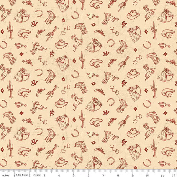 Riley Blake John Wayne American West C16625 Cream Icons By The Yard