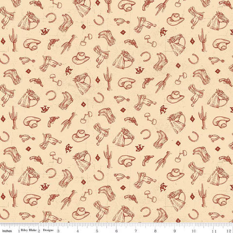 Riley Blake John Wayne American West C16625 Cream Icons By The Yard