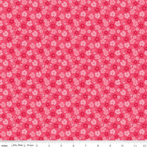 Riley Blake Zinnias C16695 Hot Pink Tossed Flowers By The Yard