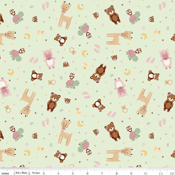 Riley Blake Baby Girl C16771 Mint Animals By The Yard