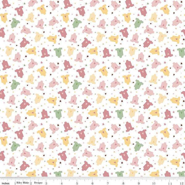 Riley Blake Baby Girl C16774 White Onesies By The Yard