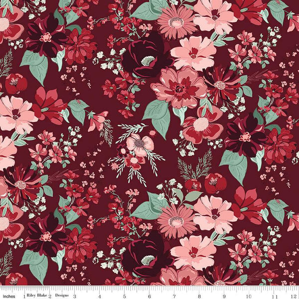 Riley Blake Love You Always C16870 Burgundy Main By The Yard