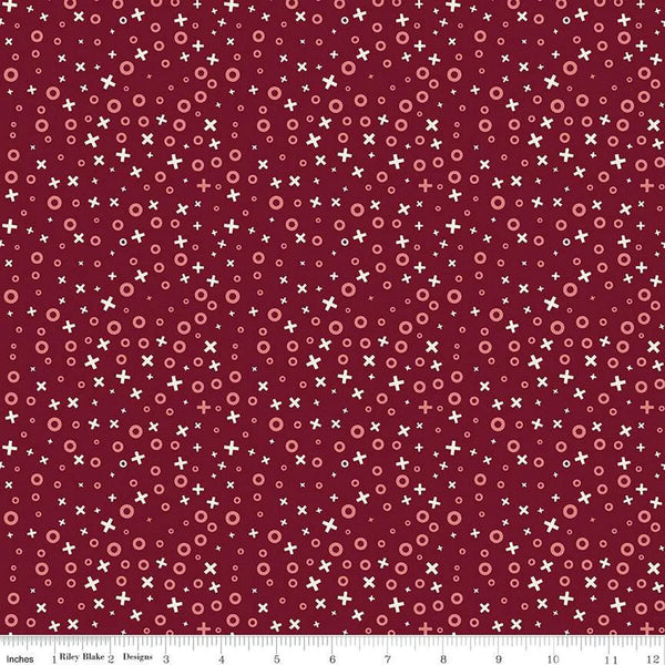 Riley Blake Love You Always C16872 Burgundy XO's By The Yard