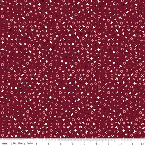 Riley Blake Love You Always C16872 Burgundy XO's By The Yard