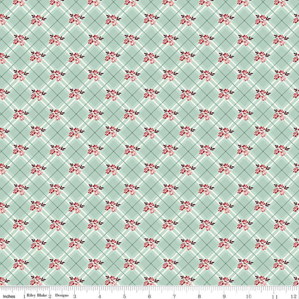 Riley Blake Love You Always C16873 Mist Floral Plaid By The Yard