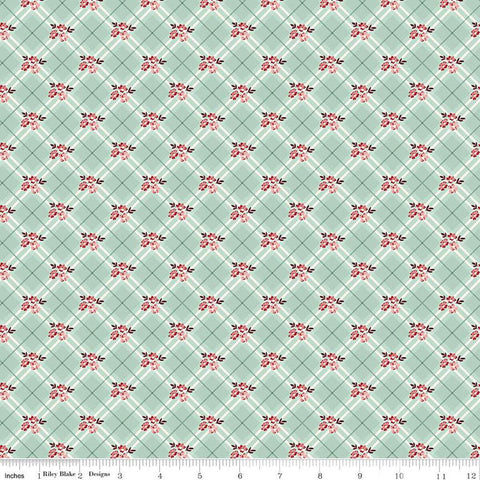 Riley Blake Love You Always C16873 Mist Floral Plaid By The Yard