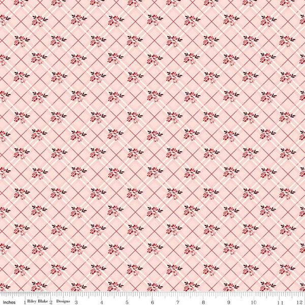 Riley Blake Love You Always C16873 Pink Floral Plaid By The Yard