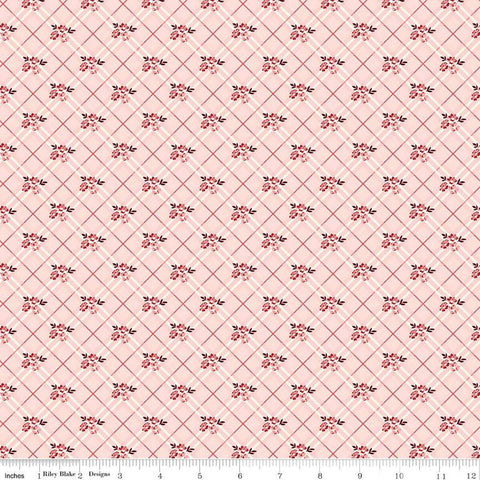 Riley Blake Love You Always C16873 Pink Floral Plaid By The Yard
