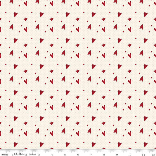 Riley Blake Love You Always C16874 Cream Hearts By The Yard