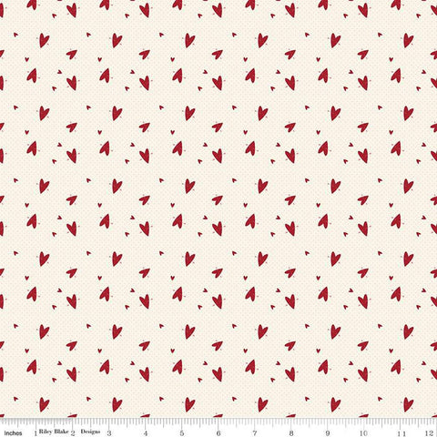 Riley Blake Love You Always C16874 Cream Hearts By The Yard
