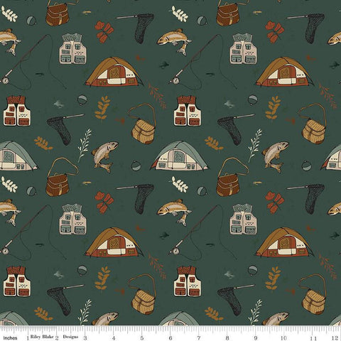 Riley Blake Let's Wander C16881 Forest Gone Fishing By The Yard